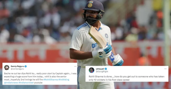Fans roast India’s skipper Rohit Sharma for his flop show against England on Day 1 of 2nd Test