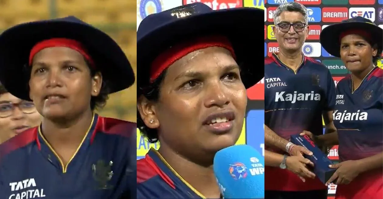 RCB vs UPW [WATCH]: Sobhana Asha breaks into tears after getting Player of the Match award in WPL 2024