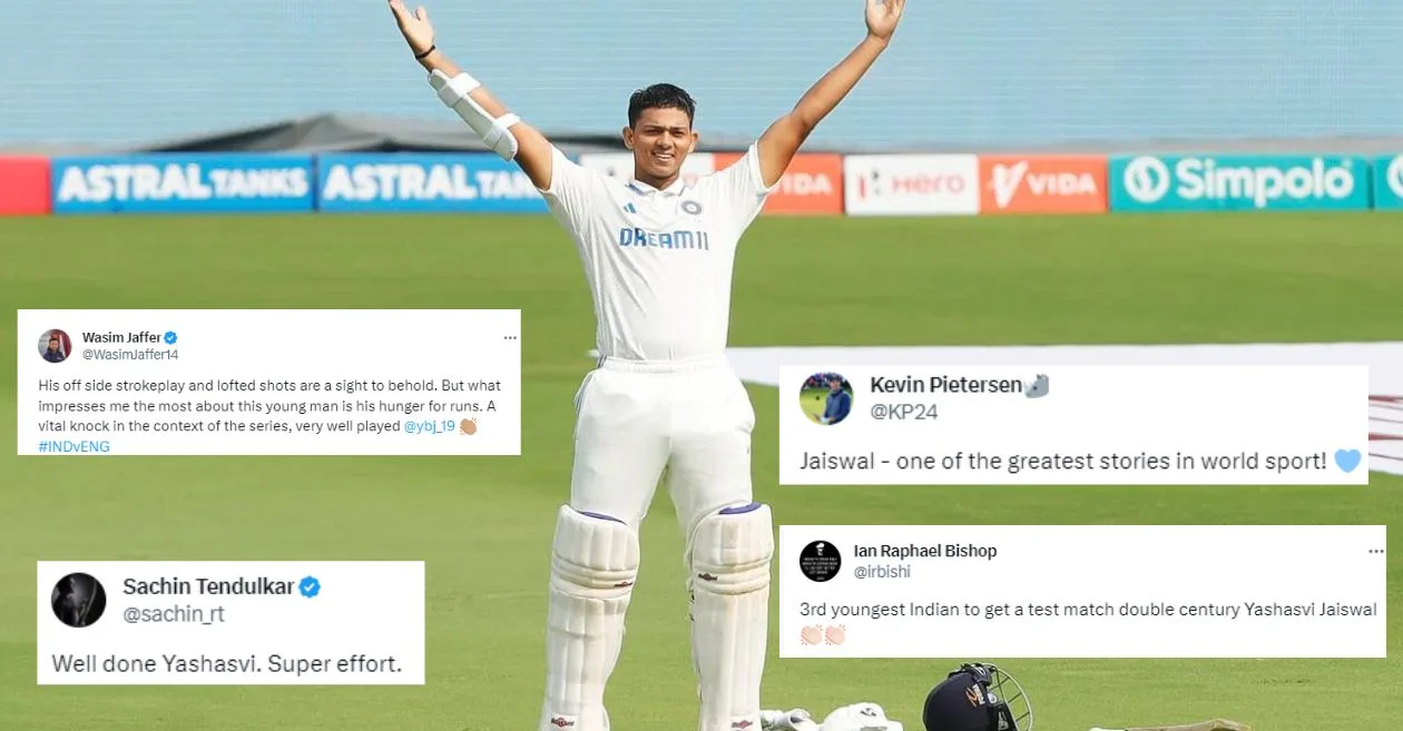 Cricket fraternity reacts as Yashasvi Jaiswal becomes 3rd youngest Indian to hit a double century in Test cricket – IND vs ENG