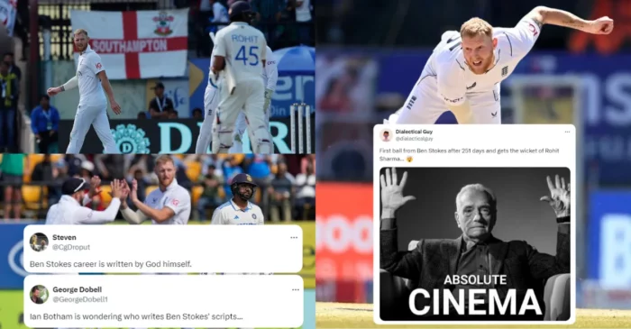 ‘Absolute cinema’: Fans astonished as Ben Stokes cleans up Rohit Sharma on his first delivery in 251 days – IND vs ENG 2024