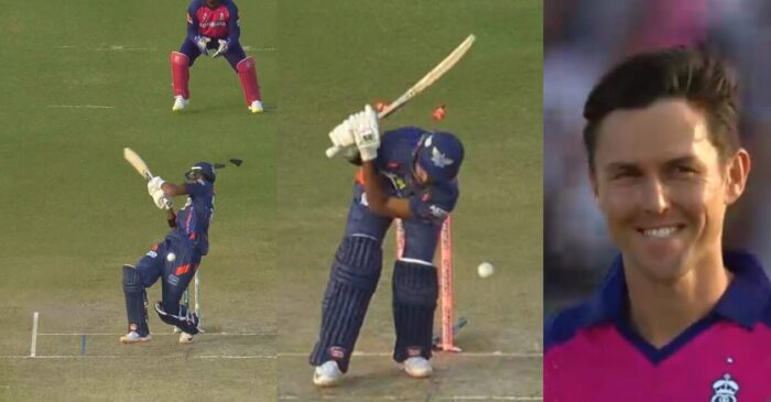 IPL 2024 [WATCH]: Trent Boult rattles Devdutt Padikkal’s helmet, cleans him up on next ball