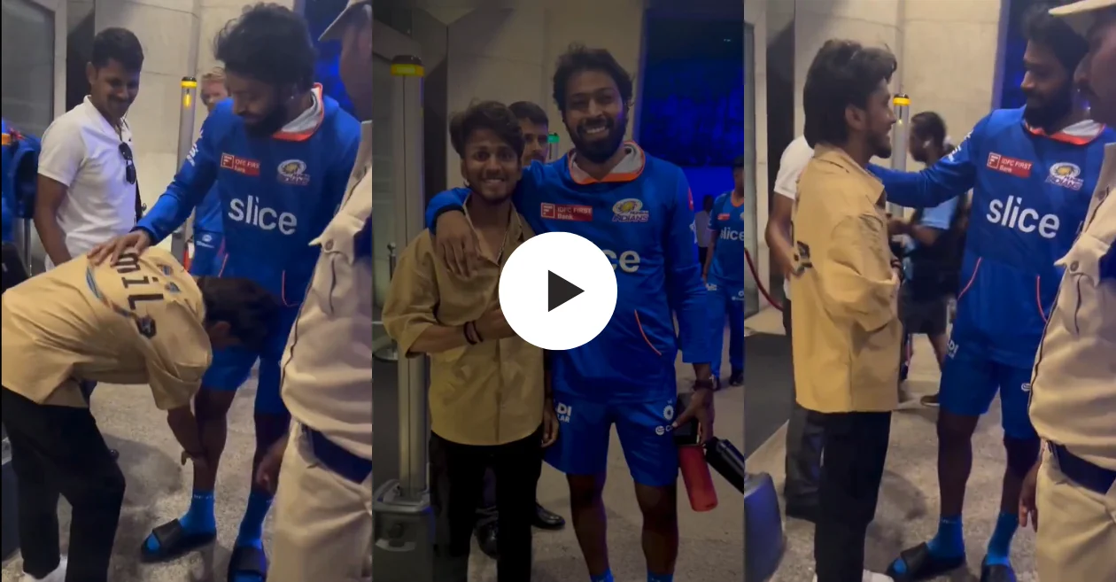 Heartwarming Gesture: Die-hard MI Fan Touches Feet of Skipper Hardik Pandya in IPL 2024