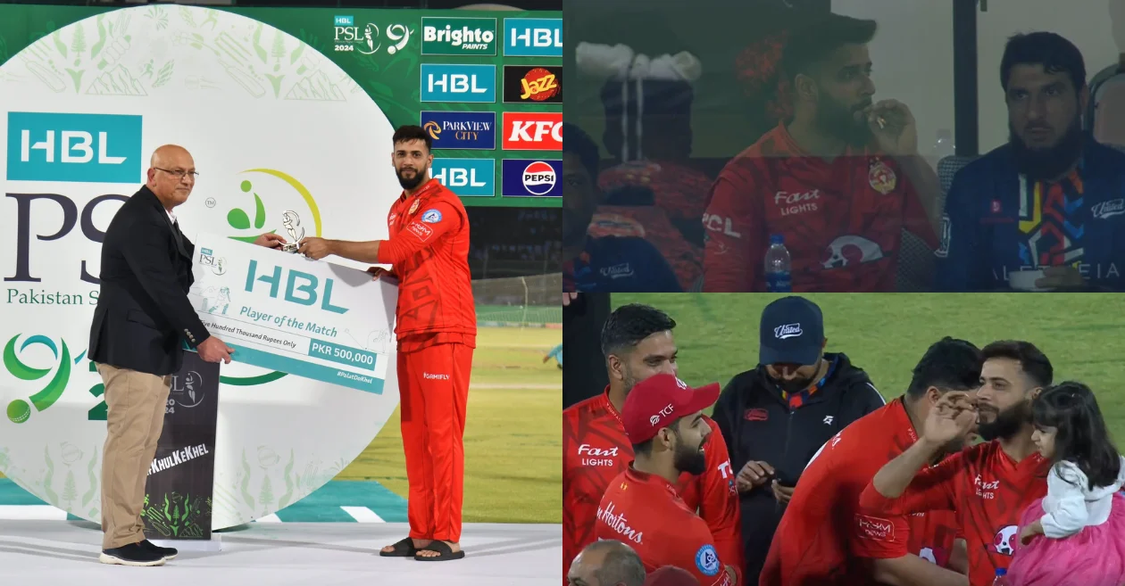WATCH: Imad Wasim caught smoking cigarette in dressing room after title-clinching fifer for Islamabad United in PSL 2024 Final