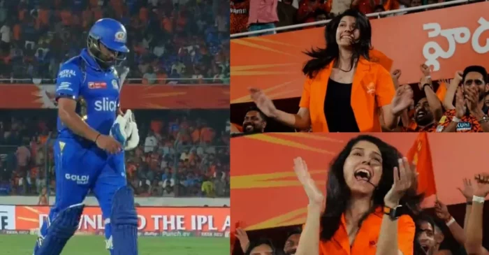 WATCH: SRH owner Kavya Maran dances in jubilation after Rohit Sharma’s dismissal, video goes viral