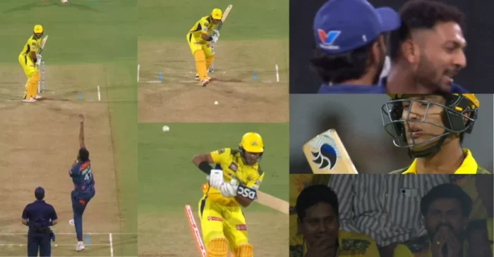 IPL 2024 [WATCH]: Mohsin Khan delivers an inch-perfect inswinger to outfox Rachin Ravindra in LSG vs CSK clash