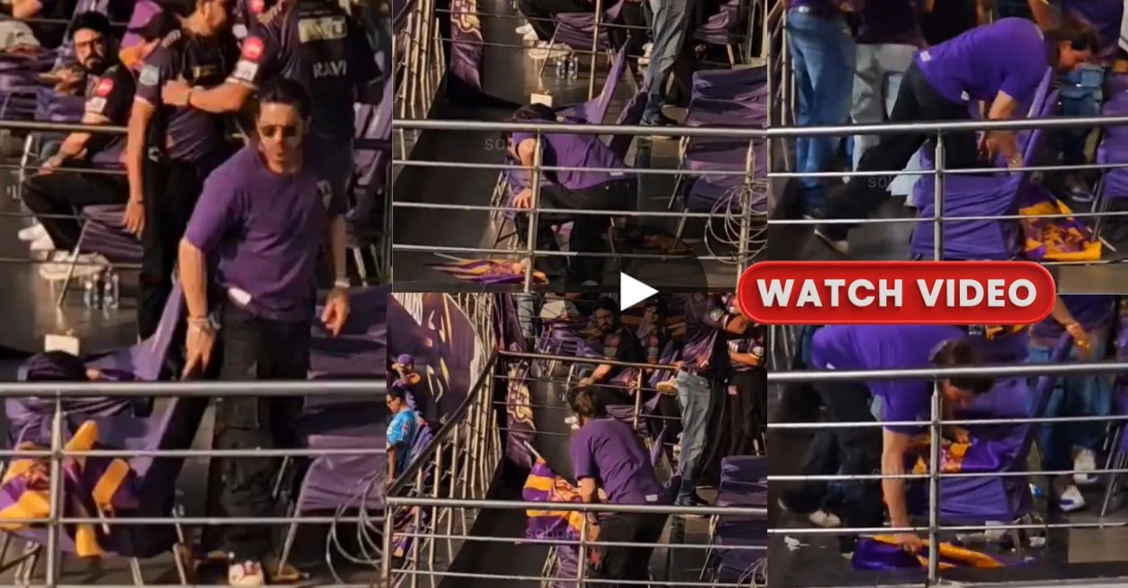 WATCH: Shah Rukh Khan Goes Viral for Kindly Picking Up Fallen KKR Flags | IPL 2024