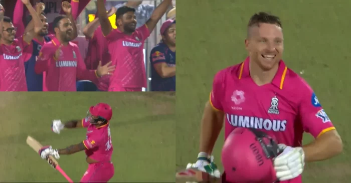 WATCH: Shimron Hetmyer and RR’s dugout erupts in joy as Jos Buttler reaches his hundred against RCB with a dramatic six | IPL 2024