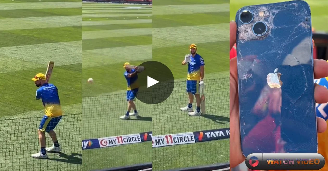 VIDEO: Daryl Mitchell accidentally breaks fan’s iPhone with practice shot, CSK player gifts replacement | IPL 2024