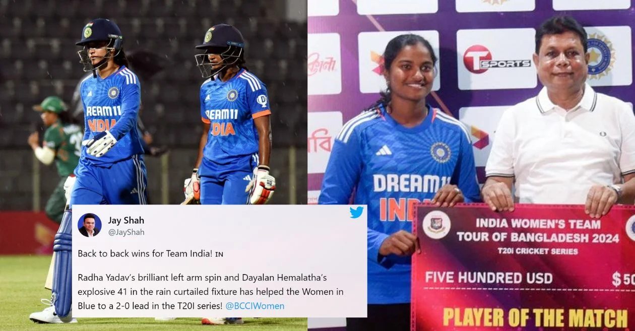 Twitter reactions: Dayalan Hemalatha’s all-round heroics helps India beat Bangladesh in the rain-affected 2nd Women’s T20I