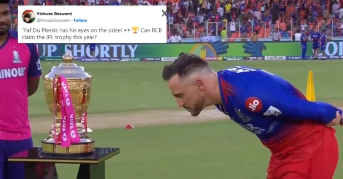 IPL 2024: Fans react as Faf du Plessis’ picture of closely observing the prestigious trophy breaks the internet