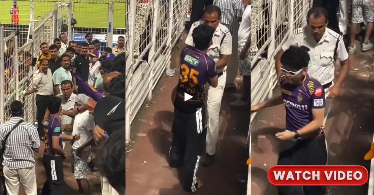 IPL 2024: KKR Fan Caught by Policeman Trying to Pocket Match Ball (VIDEO)