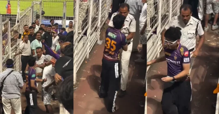 IPL 2024 [WATCH]: KKR fan gets caught by policeman after trying to hide the match ball in his pocket