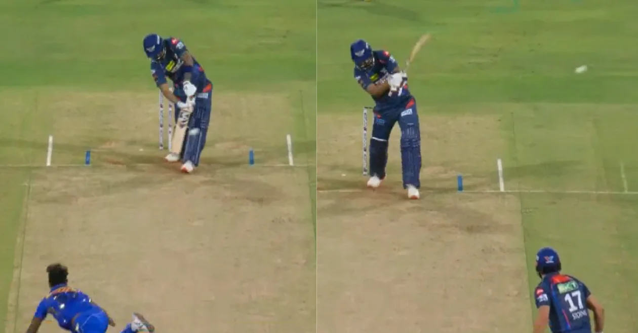 IPL 2024 [WATCH]: KL Rahul unleashes helicopter shot off Nuwan Thushara in LSG vs MI clash