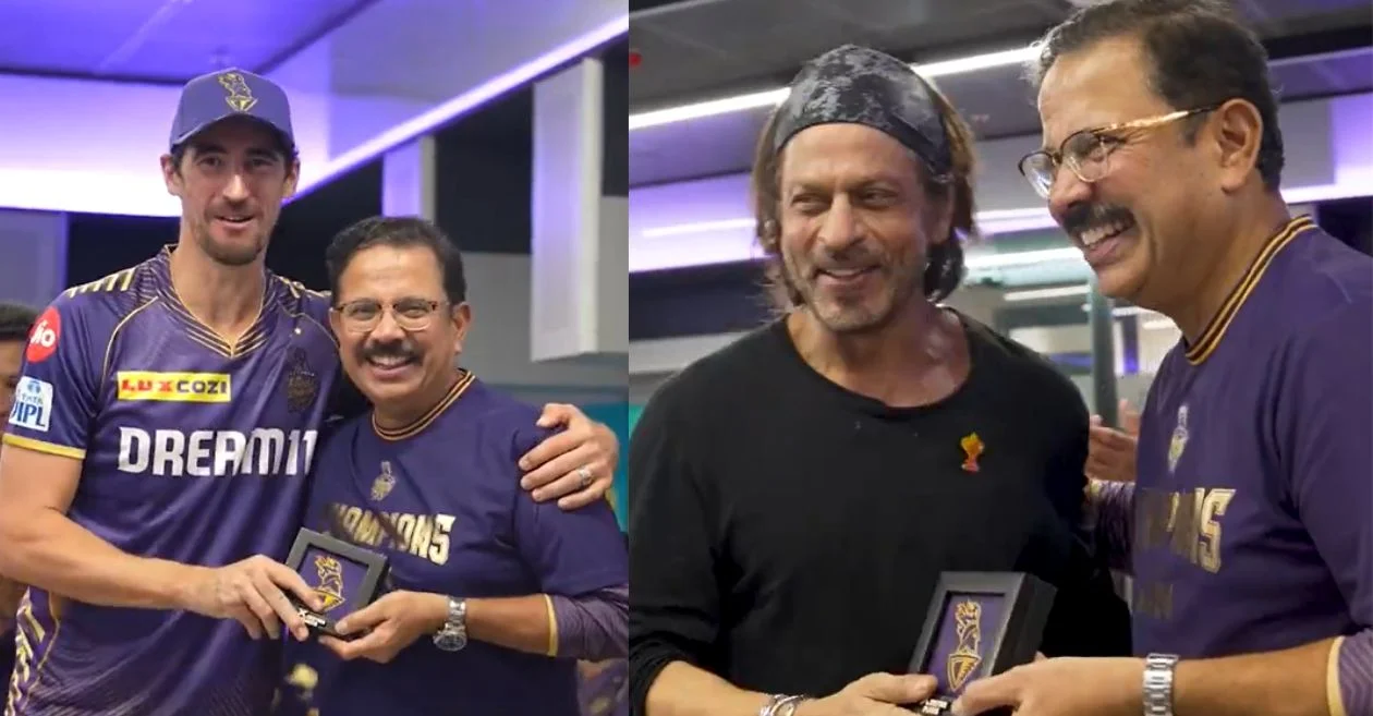 WATCH: KKR CEO honours Mitchell Starc, Andre Russell and others after IPL 2024 title win; Shah Rukh Khan gets a special award