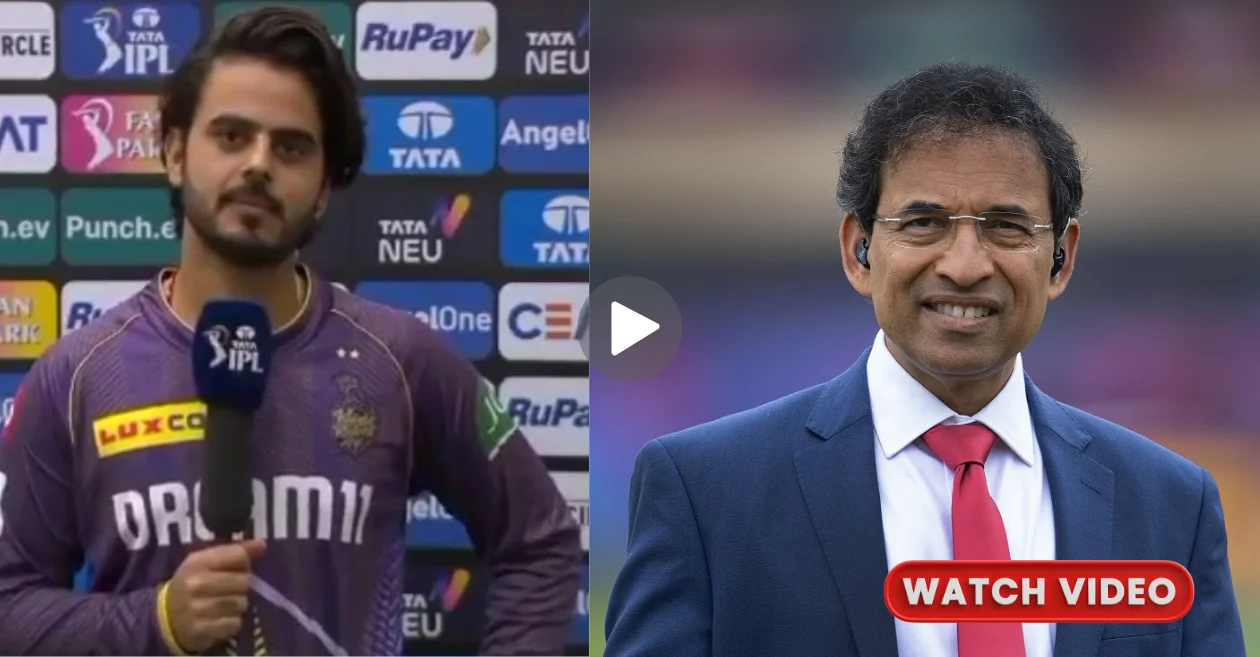 VIDEO: Nitish Rana hilariously responds with a “middle finger” gesture to Harsha Bhogle during IPL 2024