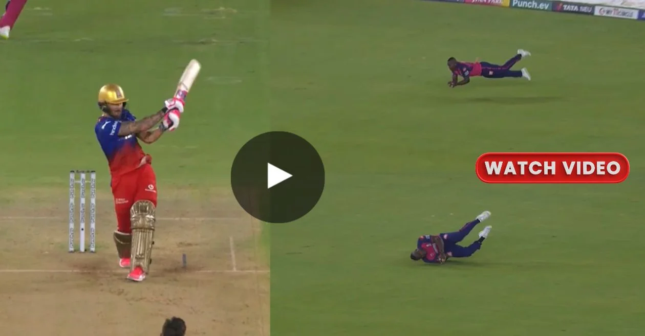 RR vs RCB [VIDEO]: Rovman Powell’s jaw-dropping catch defies gravity, dismissing Faf du Plessis in the Eliminator