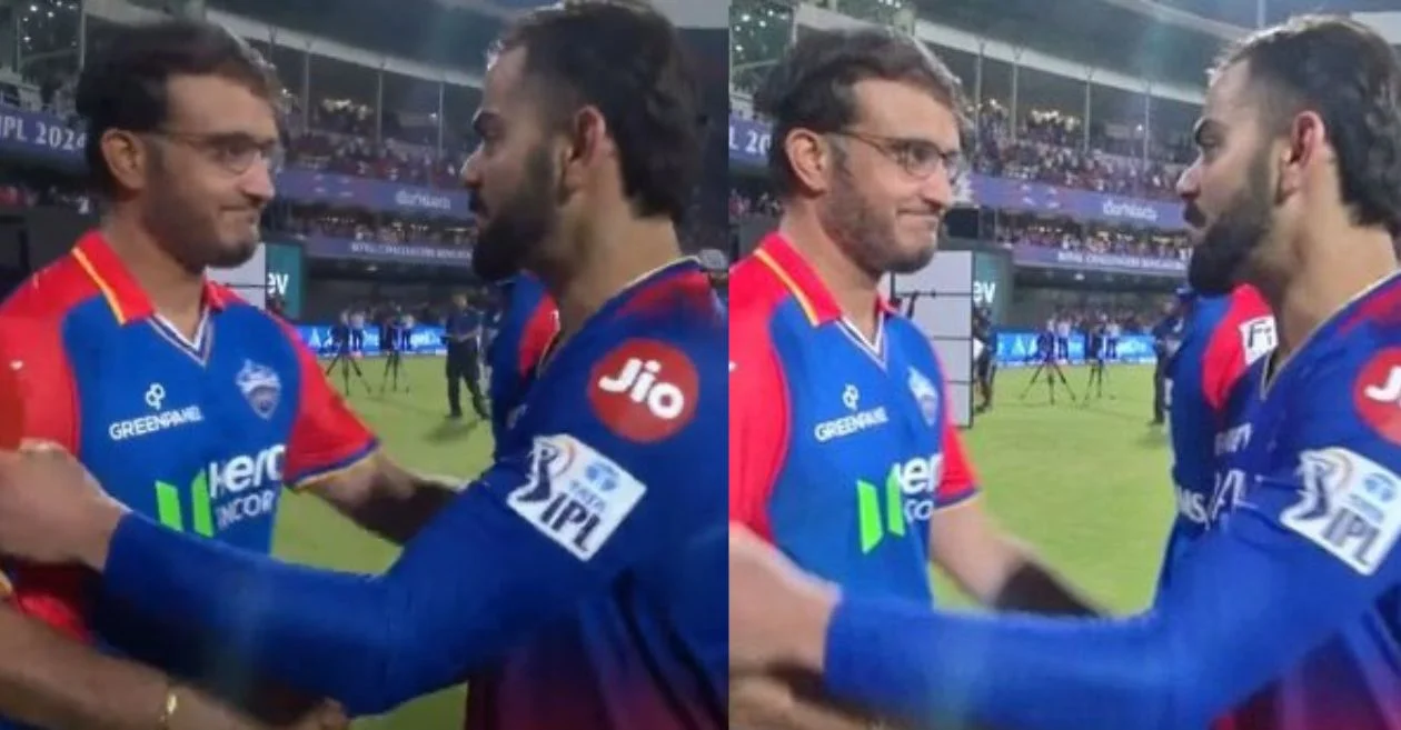 IPL 2024 [WATCH]: Sourav Ganguly’s courteous gesture towards Virat Kohli after RCB vs DC clash