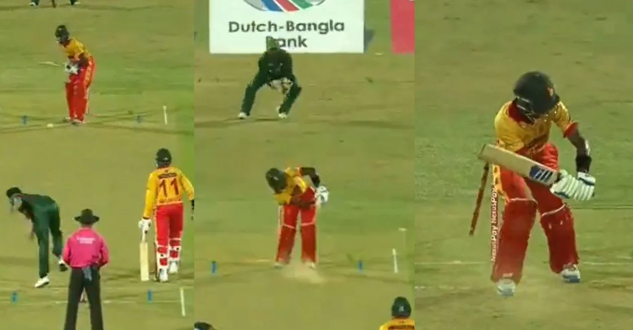 Taskin Ahmed cleans up Clive Madande in BAN vs ZIM game