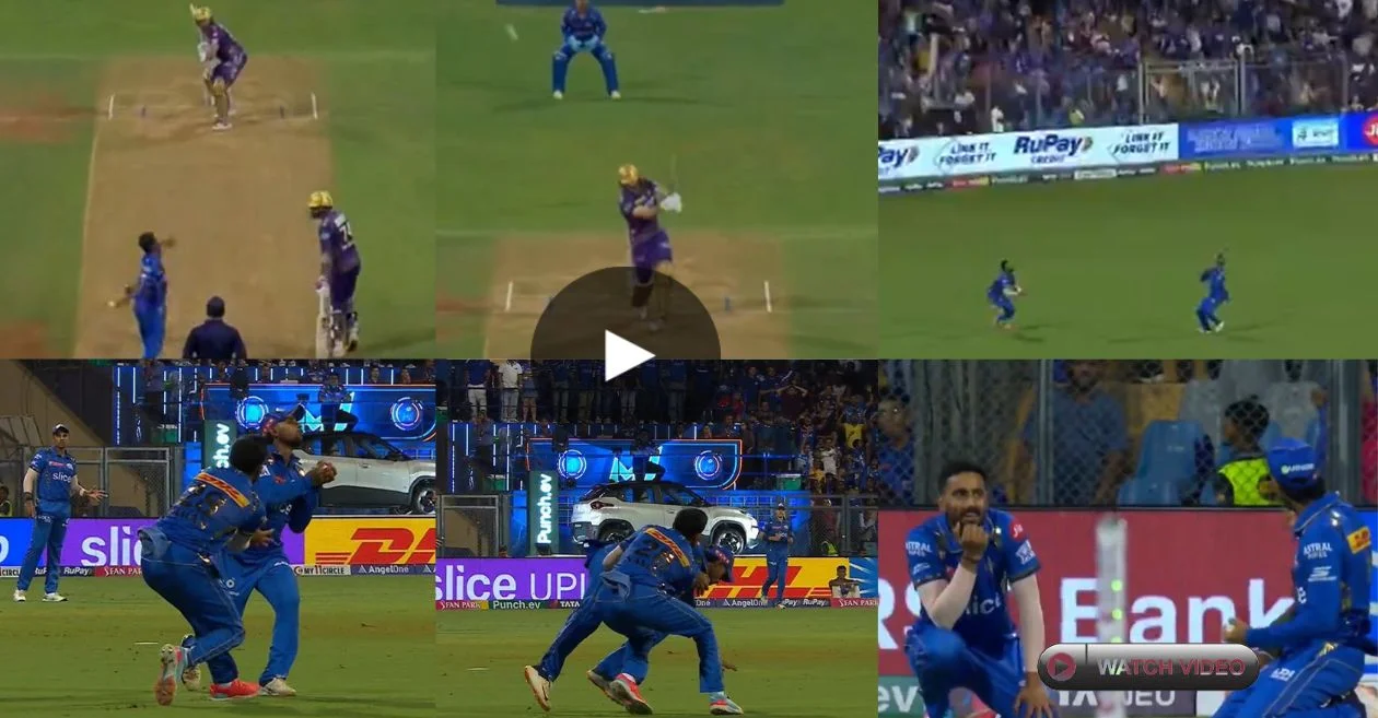 VIDEO: Tilak Varma makes an incredible catch to dismiss Phil Salt despite colliding with Naman Dhir in thrilling MI vs KKR match | IPL 2024