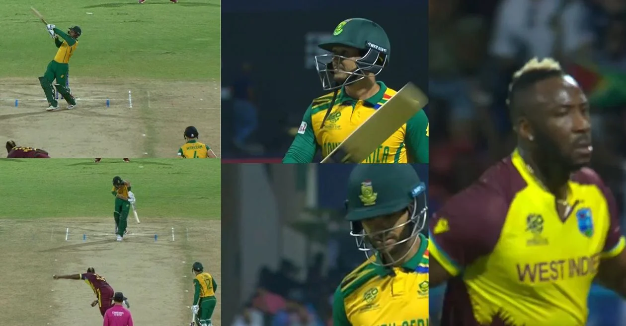 Andre Russell's two quick wickets in an over hinder South Africa's chase