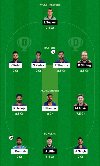 IND vs IRE Dream11 Team for today's match