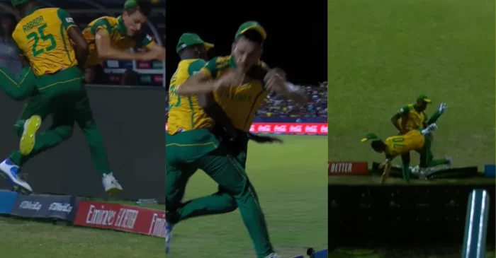 WATCH: Kagiso Rabada and Marco Jansen collide during WI vs SA match in T20 World Cup 2024