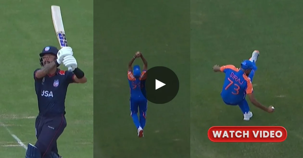 WATCH: Mohammad Siraj’s amazing catch dismisses Nitish Kumar in USA vs IND match | T20 WC 2024