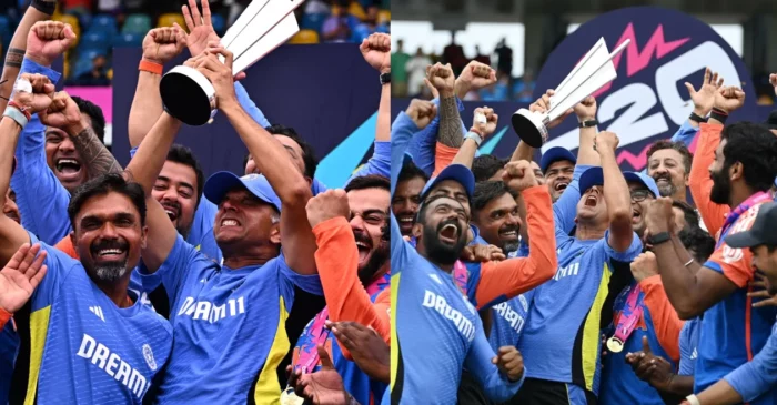 Video of Rahul Dravid’s aggressive celebration after lifting the T20 World Cup 2024 hits the internet