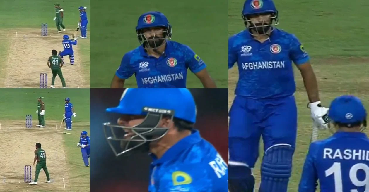 WATCH: Rashid Khan angrily throws bat at Karim Janat for refusing to run in AFG vs BAN match | T20 World Cup 2024