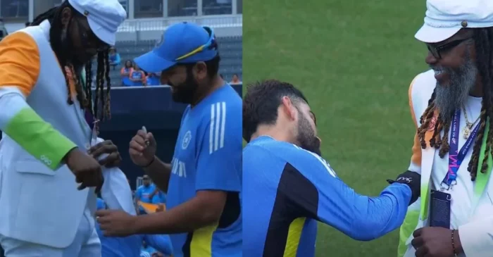 T20 World Cup 2024 [WATCH]: Chris Gayle gets autographs from Virat Kohli, Rohit Sharma and Babar Azam ahead of IND vs PAK game