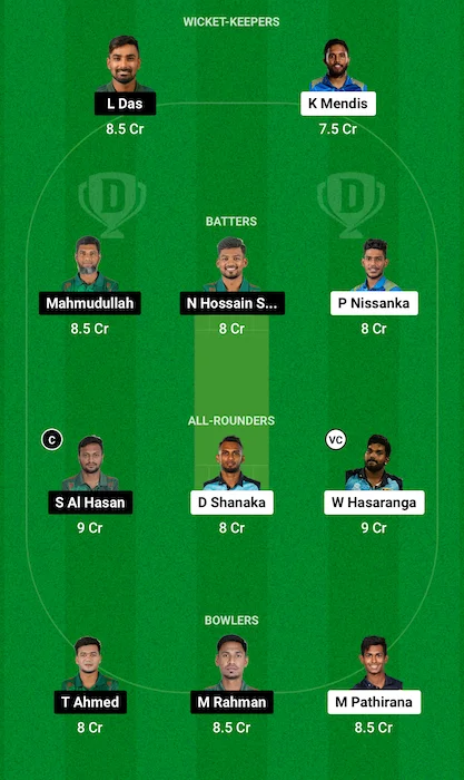 SL vs BAN Dream11 Team for today's match
