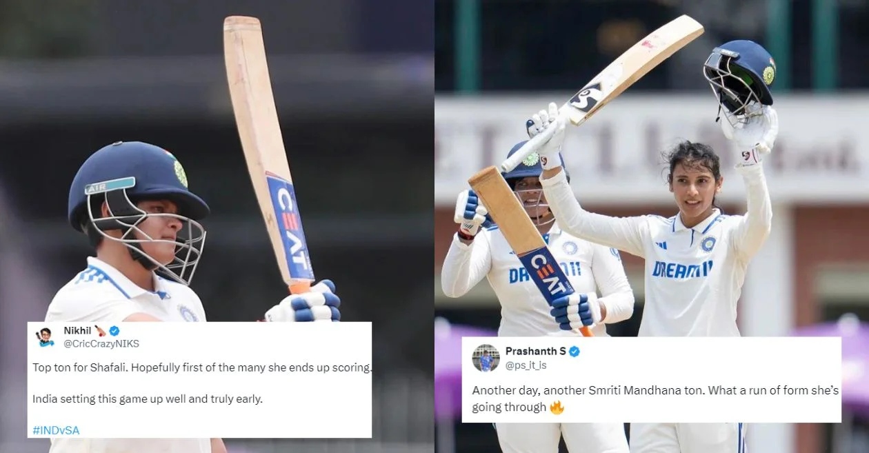 IN-W vs SA-W: Fans erupt in joy as Smriti Mandhana, Shafali Verma hit tons on Day 1 of the One-off Test
