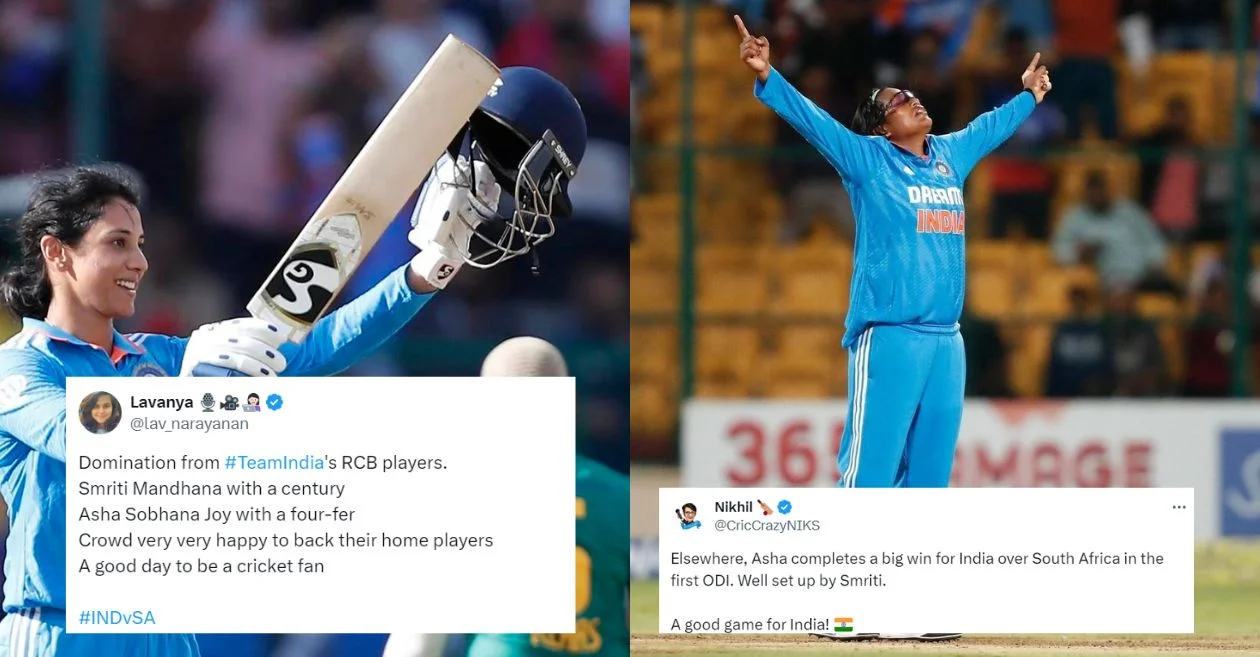 Fans heap praises as Smriti Mandhana, Asha Sobhana shine in India’s thumping win over South Africa in 1st Women’s ODI