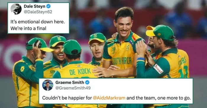 Dale Steyn, Graeme Smith and others react as South Africa reach their first-ever World Cup final