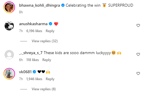 Anushka Sharma and Virat Kohli's comment on Bhawna Kohli Dhingra's post