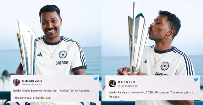 Fans lavish praise on Hardik Pandya as he becomes No. 1 all-rounder in ICC T20I Rankings