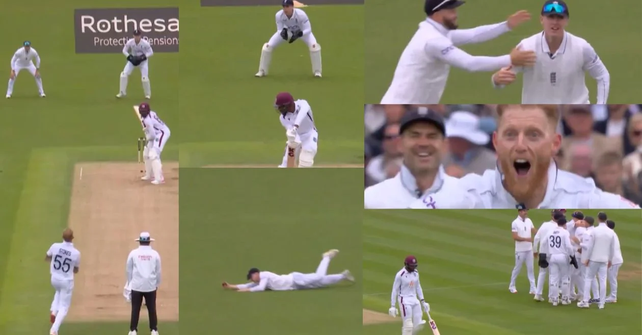 ENG vs WI [WATCH]: Harry Brook takes a sublime one handed catch to dismiss Mikyle Louis on Day 1 of the Lord’s Test