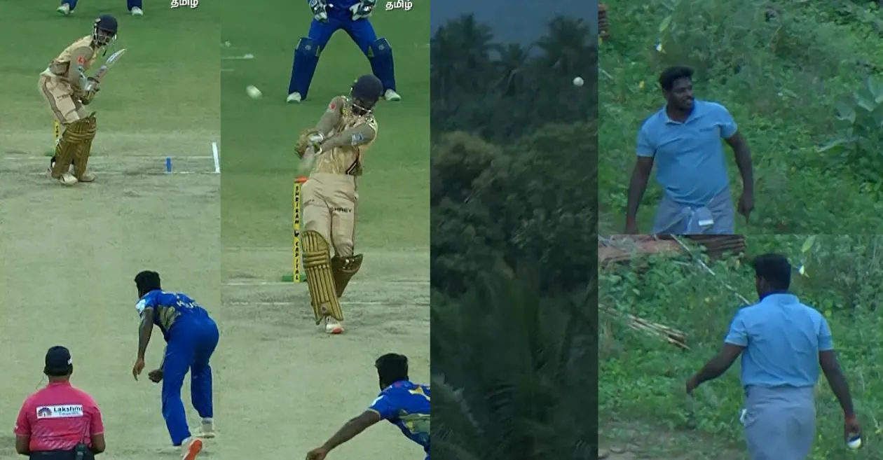 WATCH: A local man runs away with the ball after the batter hits a six out of the ground in TNPL 2024