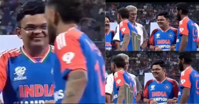 WATCH: Jay Shah gets awestruck during handshake with Virat Kohli in the felicitation ceremony