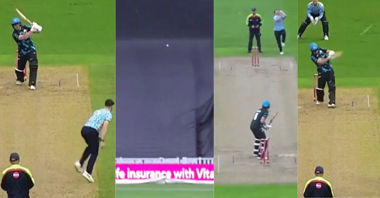 WATCH: Matthew Waite hits George Garton for 34 runs in an over during T20 Blast 2024