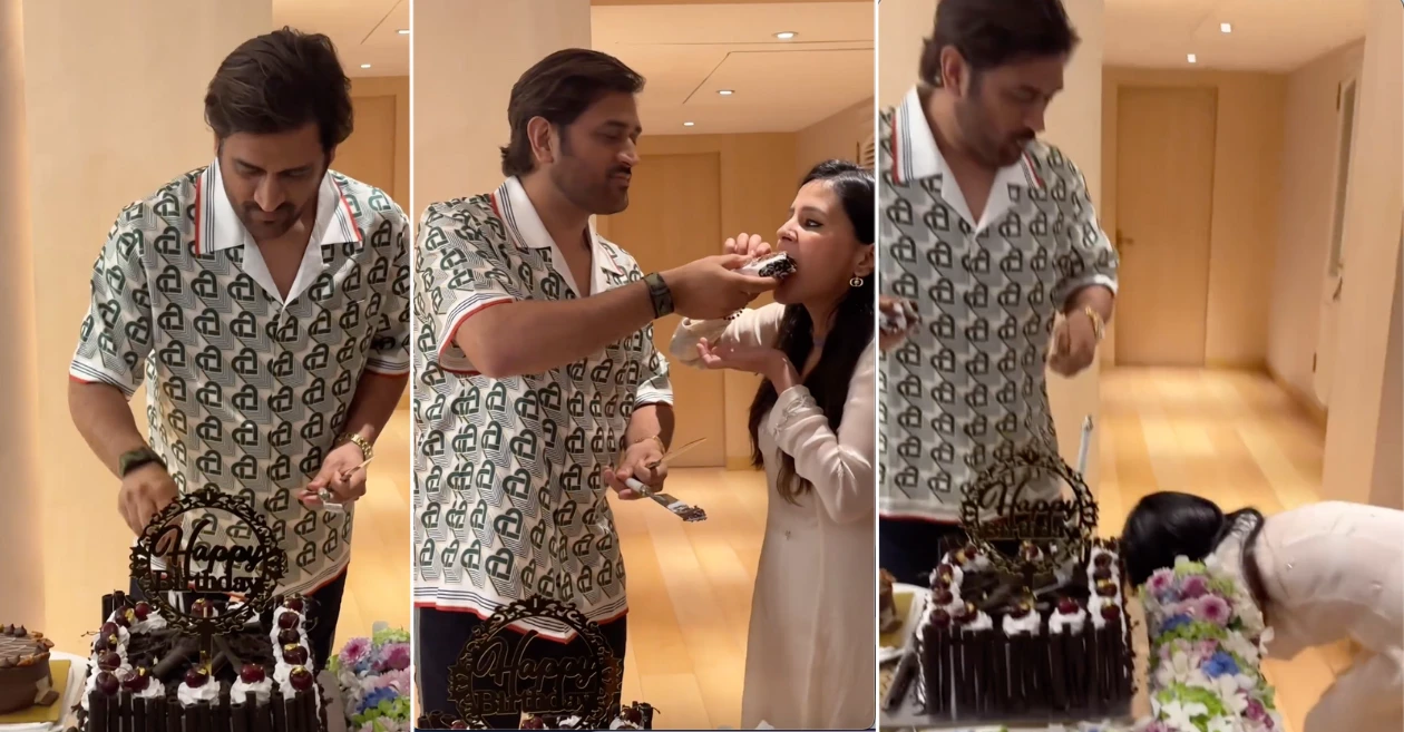Sakshi touches MS Dhoni’s feet during Thala’s 43rd birthday celebration; video goes viral