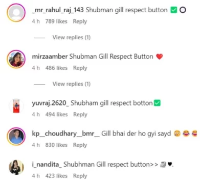 Sara Tendulkar's instagram comment section