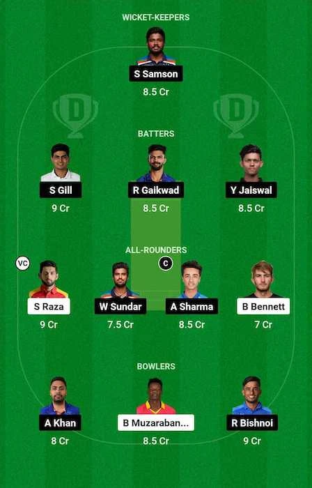 ZIM vs IND Dream11 Team for today's match (July 13)