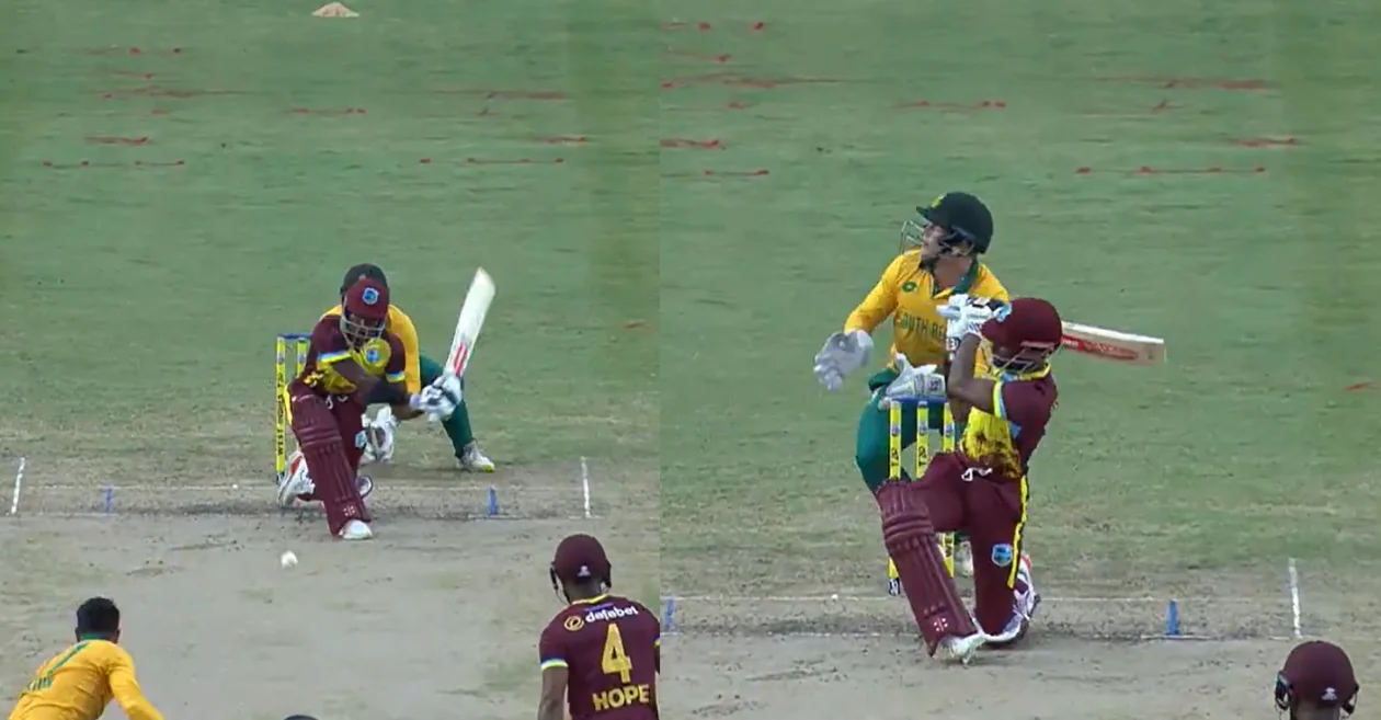 WI vs SA [WATCH]: Alick Athanaze slames a sensational six off Bjorn Fortuin in the first T20I