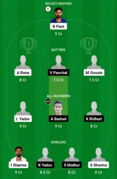 DPLT20, Dream11 Team