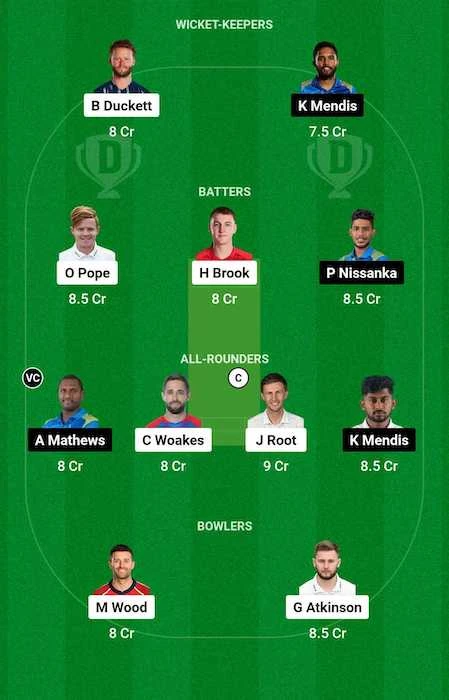 ENG vs SL Dream11 Team for today's match