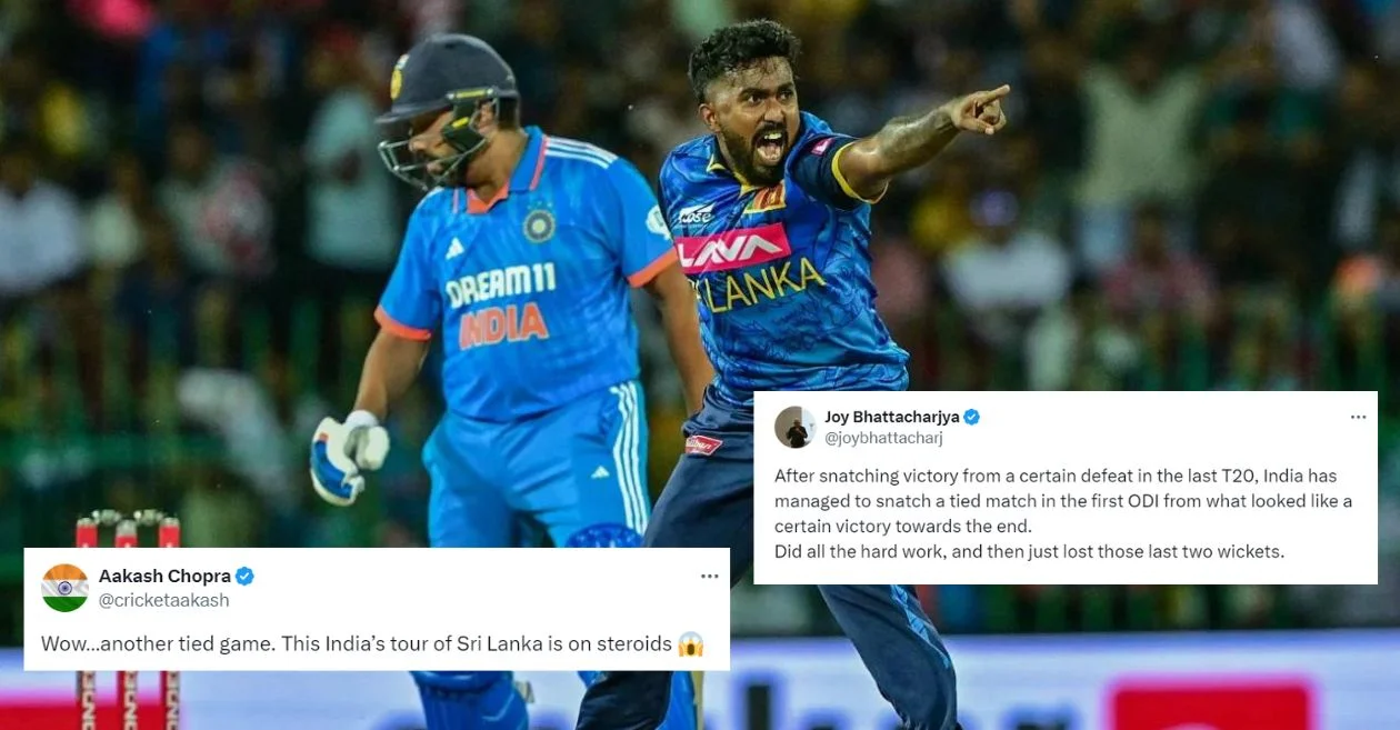 Followers react as the first ODI between Sri Lanka and India ends in a dramatic tie in Colombo