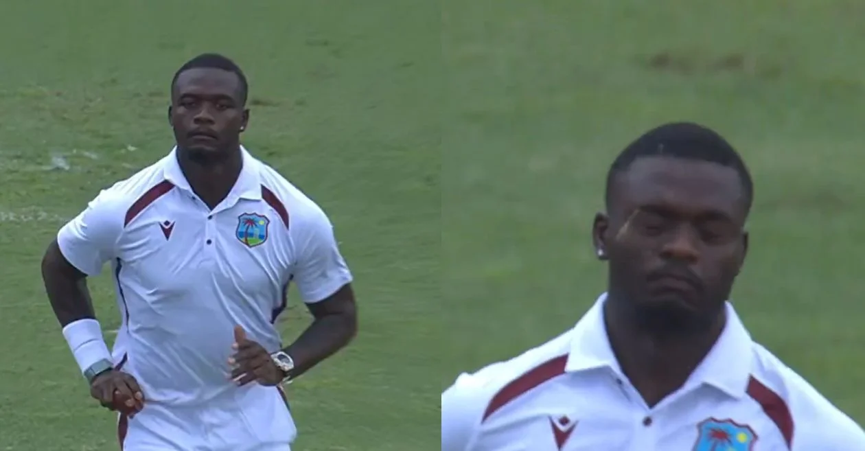 WI vs SA [WATCH]: Jayden Seales escapes injury scare after a dragonfly strikes his eye while bowling in the 2nd Test