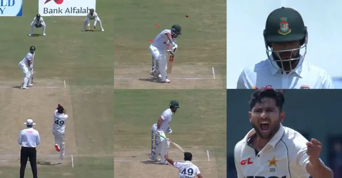 PAK vs BAN [WATCH]: Khurram Shahzad claims Najmul Hossain Shanto with a peach for his maiden home Test wicket | Day 3, 1st Test