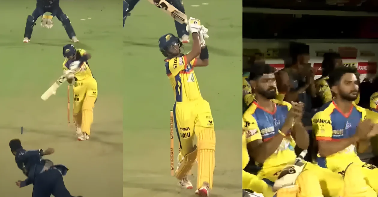 WATCH: Rahul Dravid’s son Samit smashes a spectacular six in the Maharaja Trophy T20 2024